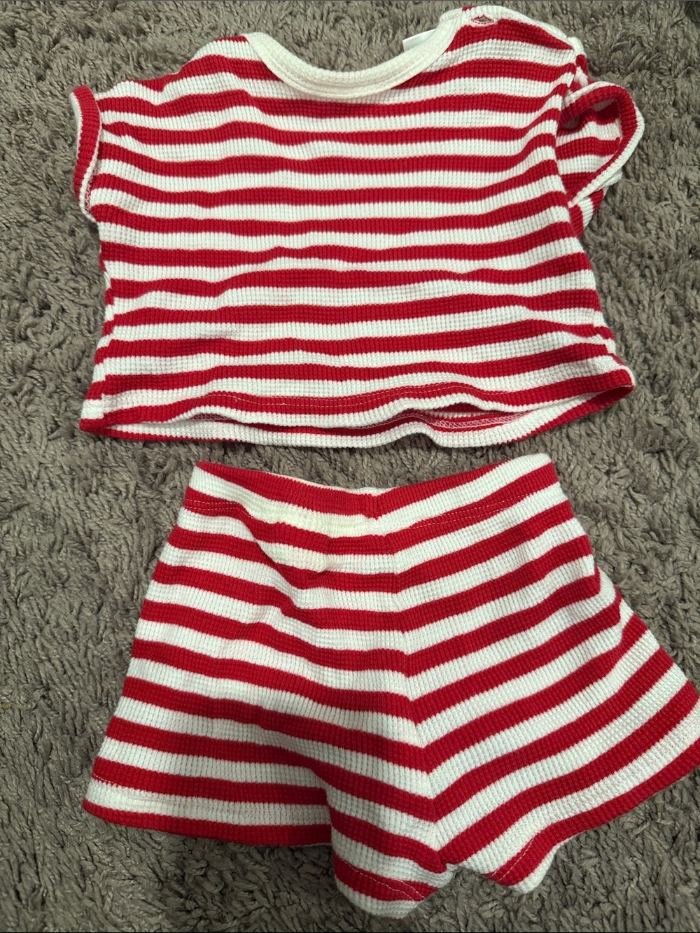 Zara Red and White Striped Knit Matching Set